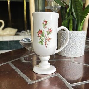 Handcrafted Vintage Floral White Ceramic Mug